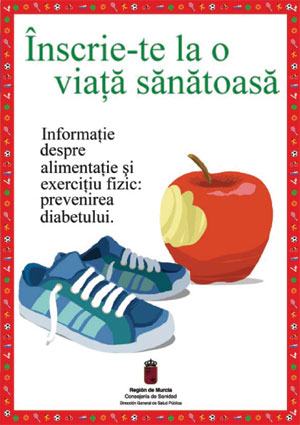 Un folleto sobre hbitos de vida saludables para pacientes diabticos, en rumano.
