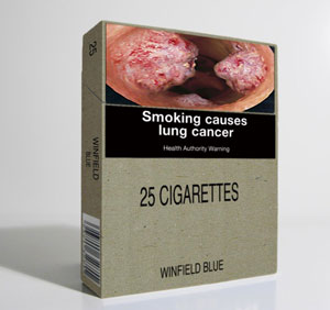 As seran los paquetes estndar que debera usar la industria tabaquera. (Foto: AFP)
