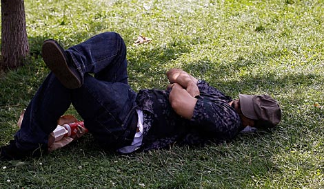 Un hombre duerme a lsa sombra de un rbol. | Afp