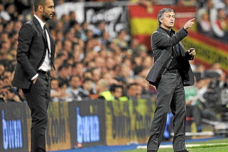 J. Guardiola y J. Mourinho en el ltimo Madrid-bara.| Flix Ordez