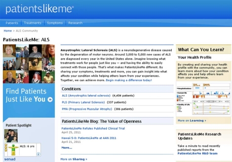 Imagen de la red social de pacientes 'PatientsLikeMe'. | Foto: El Mundo