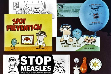 Campaa de los aos 60 que ya promueve la vacuna contra el sarampin.| CDC