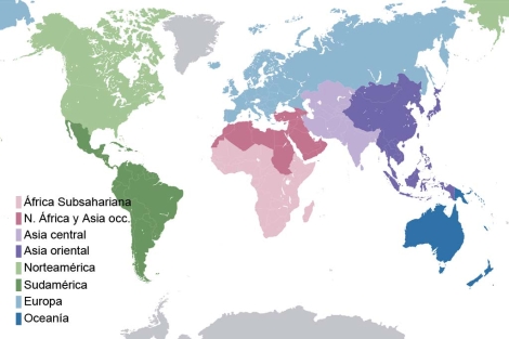 Regiones donde se ha estudiado la incidencia del cncer causado por infeccin.