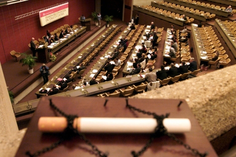 Una de las sesiones de la convencin internacional de lucha contra el tabaquismo. | L. Gillieron
