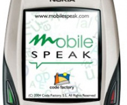 Pantalla de teléfono móvil con la aplicación 'Mobile Speak'