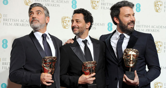 George Clooney, Grant Heslov y Ben Affleck (productores y director-protagonista de 