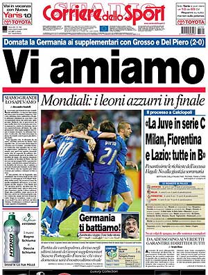 La portada de Corriere dello Sport.