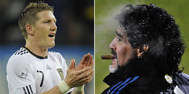 Schweinsteiger y Maradona calientan el duelo.