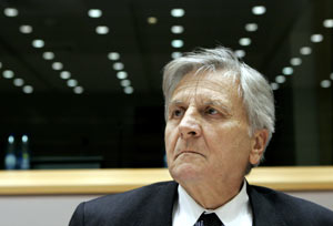 Trichet, durante su intervencin ante la Eurocmara en Bruselas. (Foto: REUTERS)