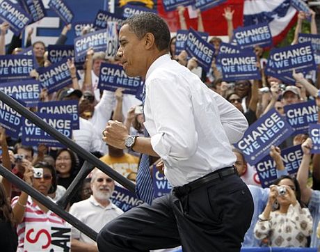 Barack Obama en un momento del mitin de Charlotte. (Foto: AP)