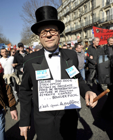 Huelga de los sindicatos franceses contra Sarkozy hace unos das. | Efe