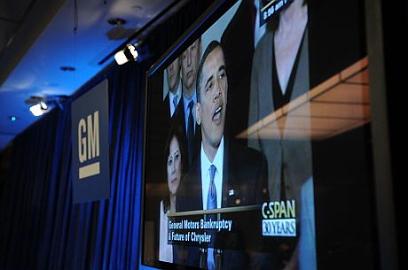 La rueda de prensa de Obama ha sido seguida en la sede de GM. | AFP
