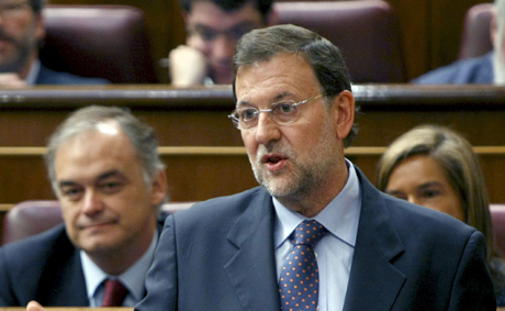 El lder del PP, Mariano Rajoy, durante su intervencin en la sesin de control al Gobierno del pleno del Congreso de los Diputados. | Efe