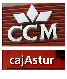 Combo de los logos de Caja Castilla La Mancha y Cajastur. | Efe