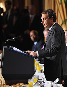 José Luis Rodríguez Zapatero, en el Desayuno Nacional de Oración. | Afp