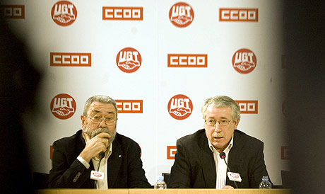 Los secretarios generales de UGT y CCOO, Cándido Méndez e Ignacio Fdez.Toxo. | R. Cárdenas