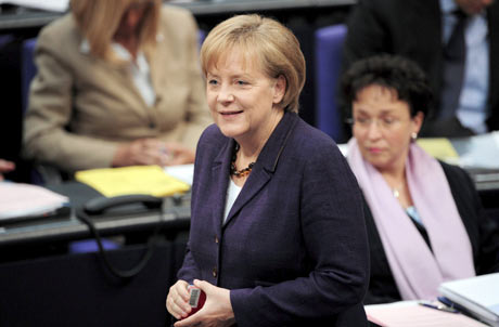 La canciller, Angela Merkel, durante la votacin en el Parlamento. | Efe