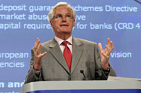 El comisario europeo de Mercado Interior, Michel Barnier, durante la presentacin del plan. | Ap