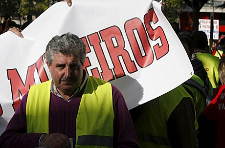 Un minero en la protesta ante el Ministerio de Industria en Madrid | Fernando Alvarado