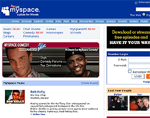 Captura de la pgina de inicio de MySpace.