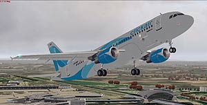 Despegue en el simulador Flight Simulator 2004. (Captura: Clickair VA)