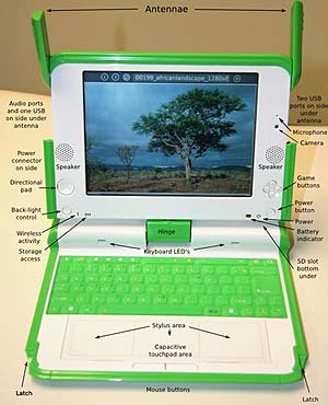 El portátil y sus características. (Foto: OLPC)