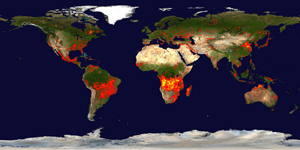 Mapamundi con los fuegos registrados en los ltimos 10 das. (Foto: http://rapidfire.sci.gsfc.nasa.gov/firemaps/)