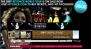 Pantalla del espacio de Beyonce Knowles en Myspace.