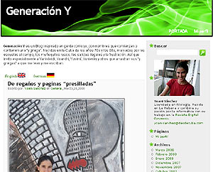 Pantalla principal del blog cubano 'Generacin Y'.