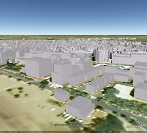 Captura de Google Earth de los edificios de Roses en 3D.