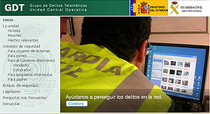 Pantalla del sitio web del Grupo de Delitos Telemticos de la Guardia Civil.