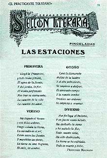 Poemas. Reproduccin de una pgina de la revista El practicante toledano (1927).