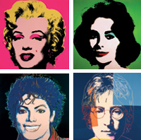 Marylin Monroe', 'Liz', 'Michael Jackson' y 'John Lennon'.