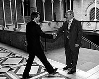 El presidente del PNV, Josu Jon Imaz, y el de la Generalitat, Jos Montilla. / QUIQUE GARCA