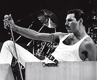 Autntico. Mercury en una de sus conocidas poses, en un concierto benfico celebrado en Londres en 1985.