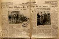 Recibidos con honores. Peridico filipino 'La Vanguardia' del 18 de febrero de 1933, en el que se cuenta la llegada de los viajeros.