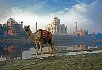 Estampa captada en Agra, donde el mítico Taj Mahal se erige sobre las aguas del río Yamuna. | ÁLVARO LEIVA