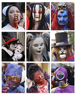 Varias imágenes de la fiesta de Halloween en Tokio FOTO: REUTERS.