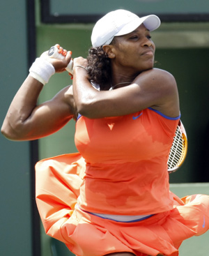 Serena Williams duranta la final del Sony Ericson Open de Miami. FOTO: AP