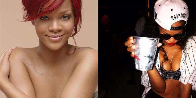 Foto: A la izquierda, Rihanna celebr junto a Nivea su centenario. A la derecha, la ltima imagen de la cantante en Instagram: "Yo siendo yo." (Fotos: Nivea/Instagram)