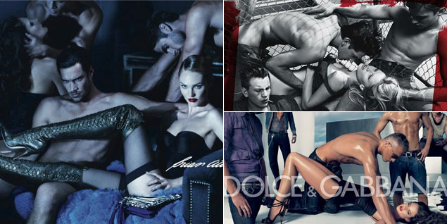 A la izquierda, la campaña de Brian Atwood con Candice Swanepoel; a la derecha, arriba, la de Calvin Klein Jeans (2007) y abajo, Dolce &Gabbana (2010).