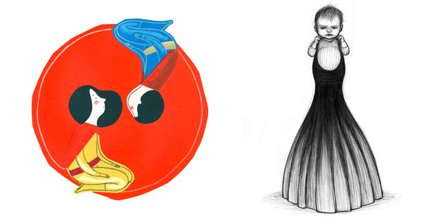 Ilustraciones de Claudia Ranucci y Noemí Villamuza para la exposición 'Estéreo-tipas'.
